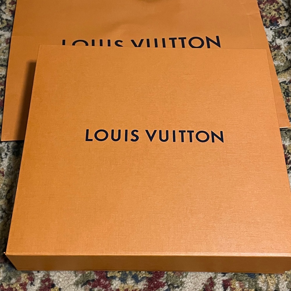 Louis Vuitton box and shopping bag 14”x14.75”x3.5”